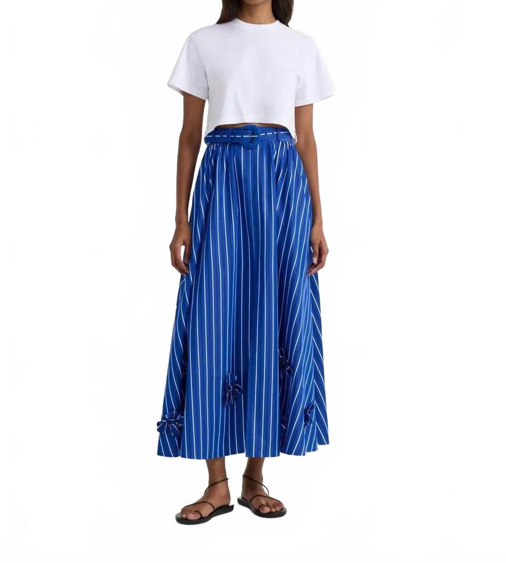 NEW SALONI judi midi skirt in azure stripe